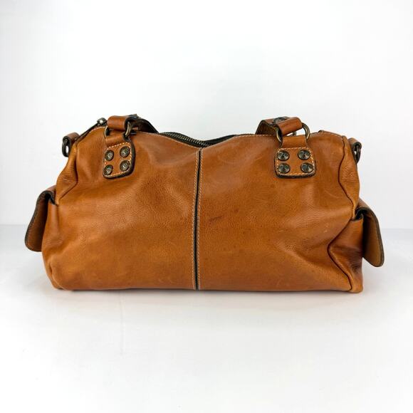 Patricia Nash tan brown leather Slouchy Satchel Hobo shoulder bag purse Boho - Picture 2 of 13